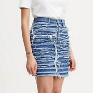 Levis Heritage sz 24 layered fringe big E Levi's denim skirt